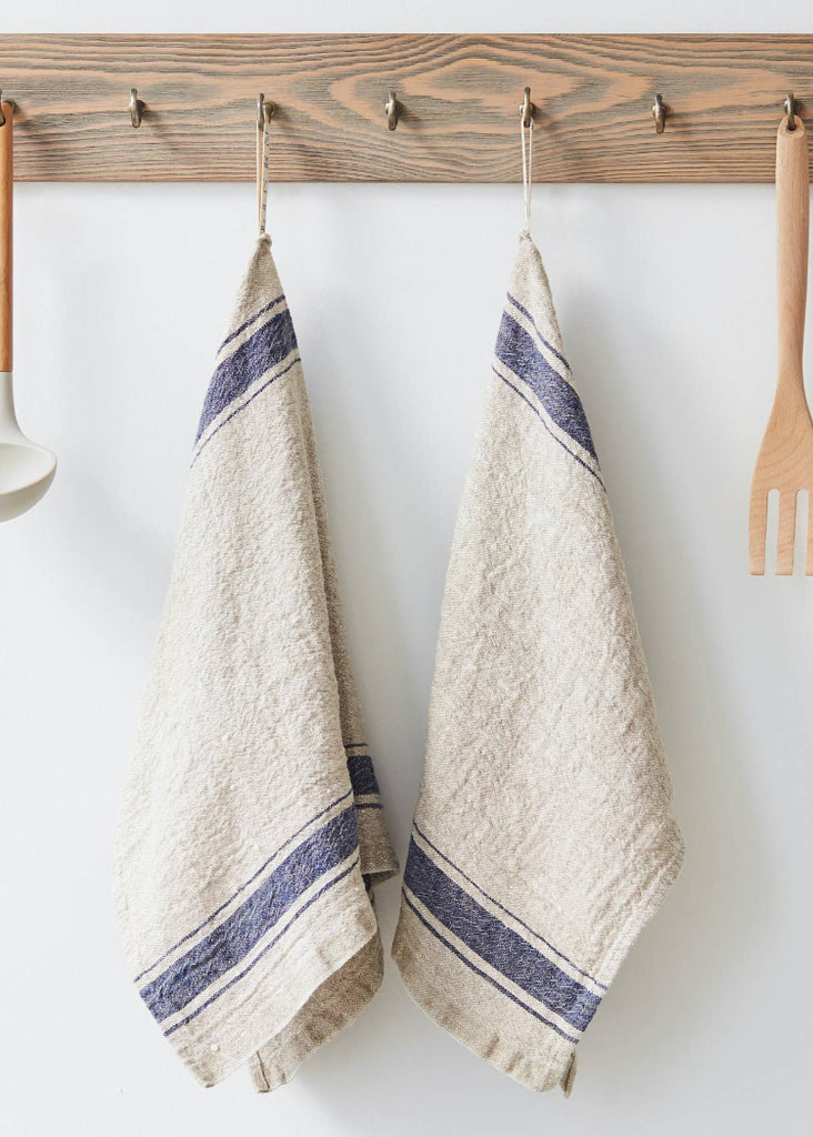 Linen Kitchen Towel | Vintage Blue Stripe