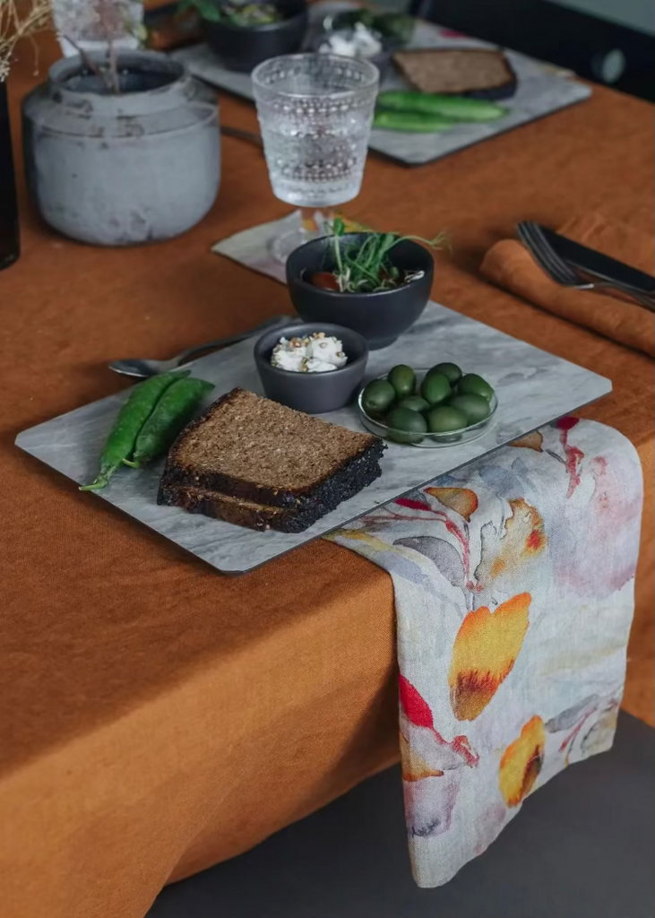 Linen Napkins | Natural Orange Floral