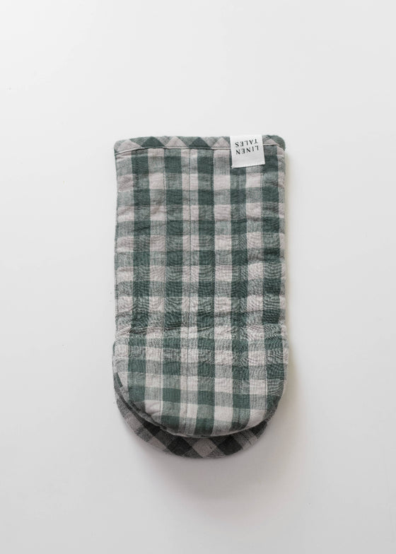 Linen Oven Mitt | Forest Green Gingham
