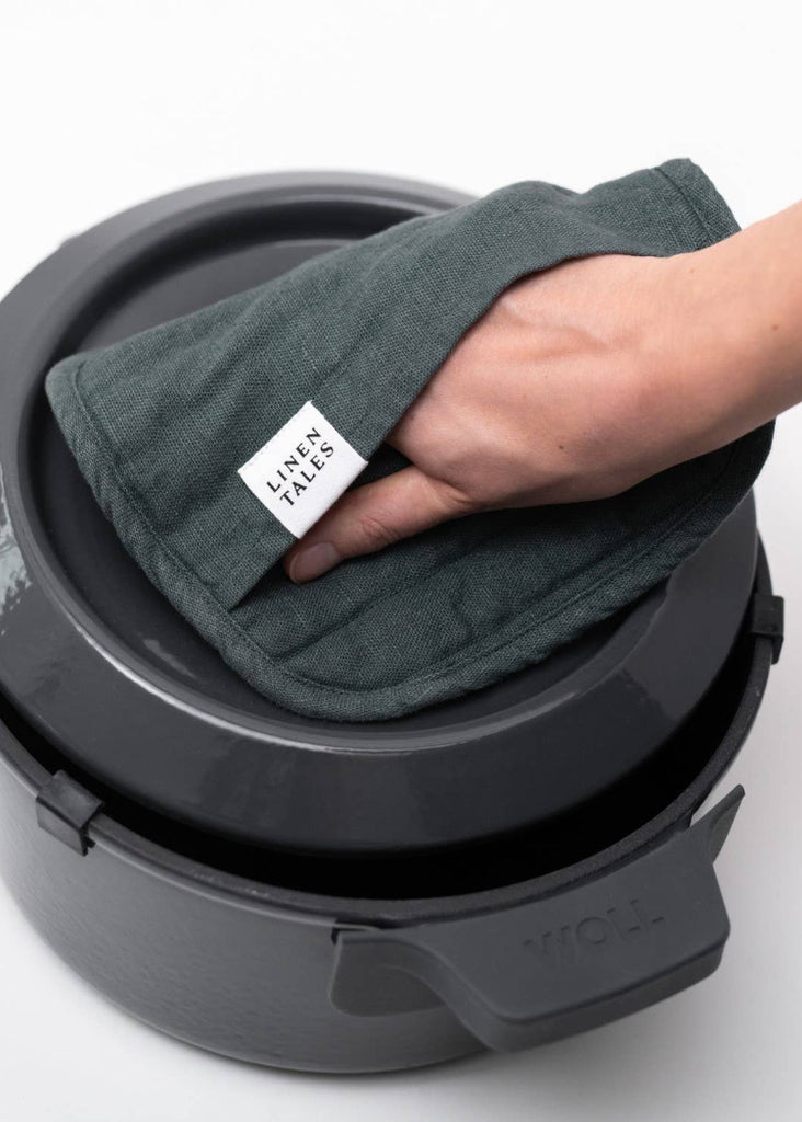Linen Potholder | Forest Green