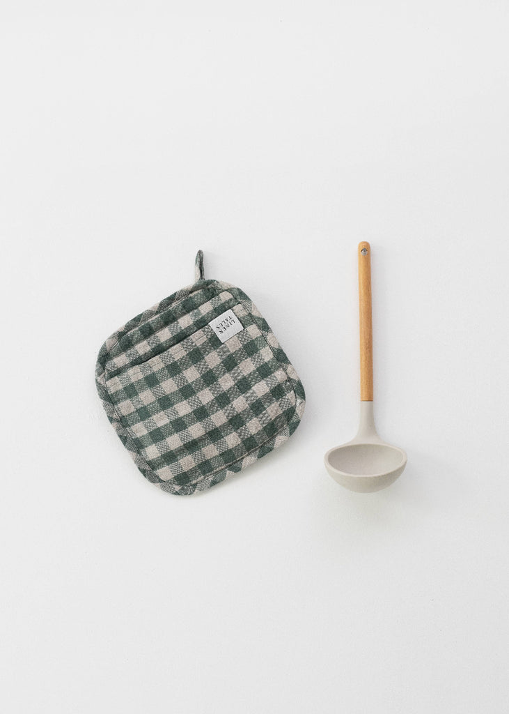 Linen Potholder | Forest Green Gingham