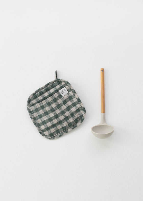 Linen Potholder | Forest Green Gingham