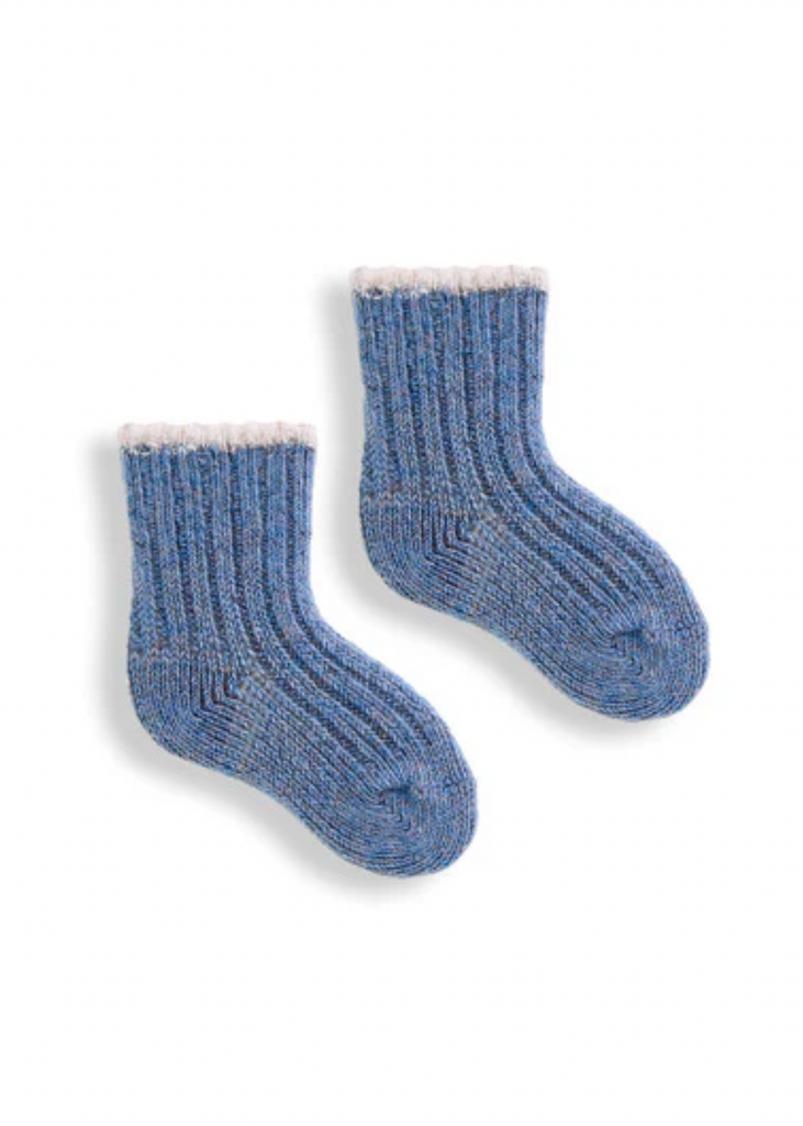 Lisa b. | Baby Tipped Rib Wool Cashmere Socks - Chambray