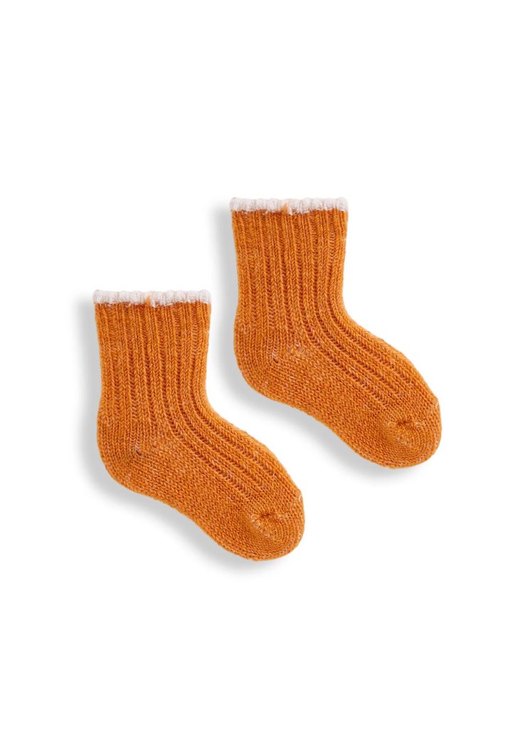 Lisa b. | Baby Tipped Rib Wool Cashmere Socks - Squash
