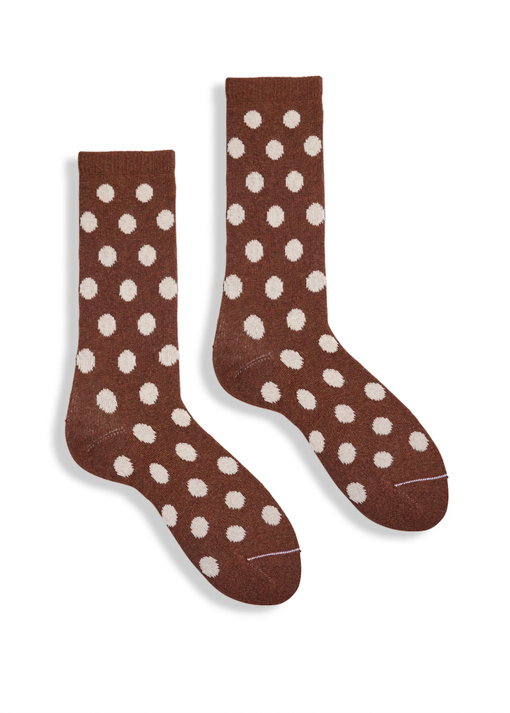 Lisa b. | Classic Dot Wool Cashmere Crew Socks Acorn