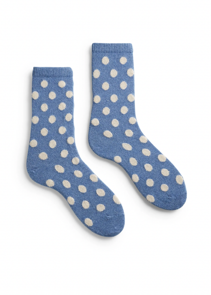 Lisa b. | Classic Dot Wool Cashmere Crew Socks Chambray