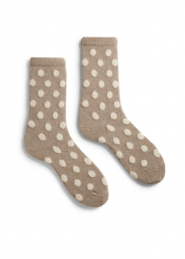 Lisa b. | Classic Dot Wool Cashmere Crew Socks Mushroom
