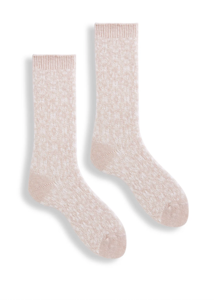 Lisa b. | Aster Flower Wool Cashmere Crew Socks | Creme