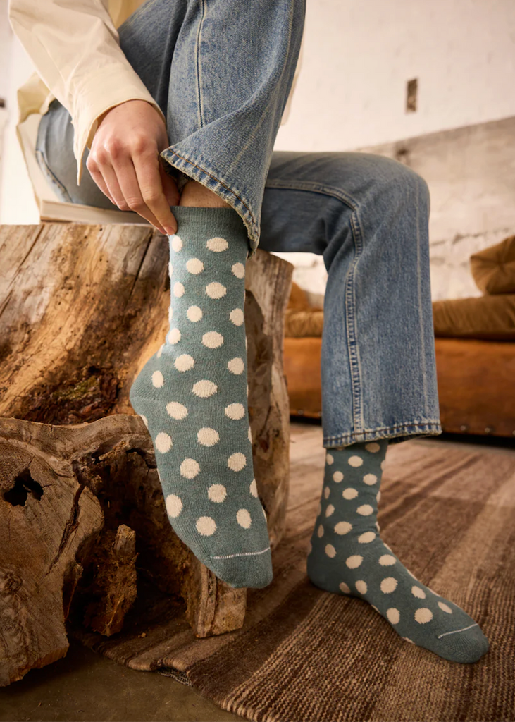 Lisa b. | Classic Dot Wool Cashmere Crew Socks Mineral