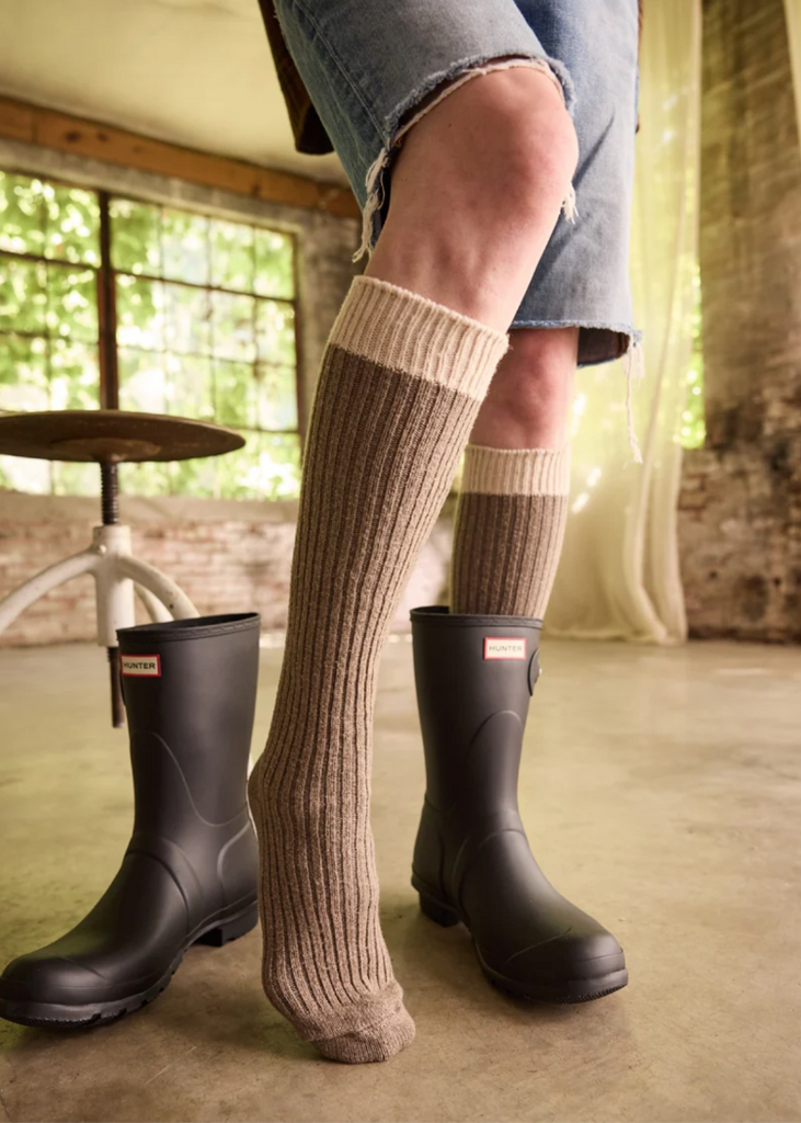 Lisa b. | Creme Top Ribbed Knee High | Mushroom