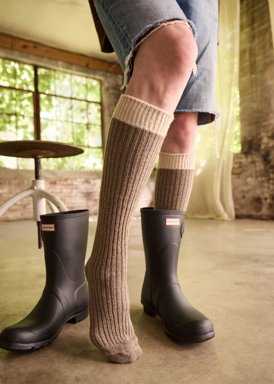 Lisa b. | Creme Top Ribbed Knee High | Mushroom