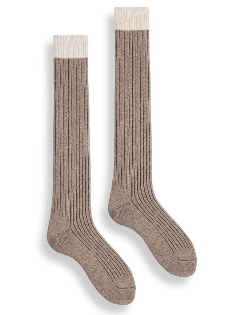 Lisa b. | Creme Top Ribbed Knee High | Mushroom
