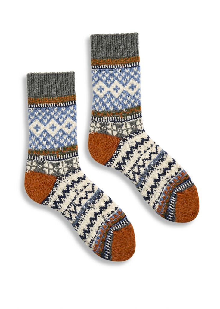 Lisa b. | Fair Isle Wool Cashmere Crew Socks | Pumpkin