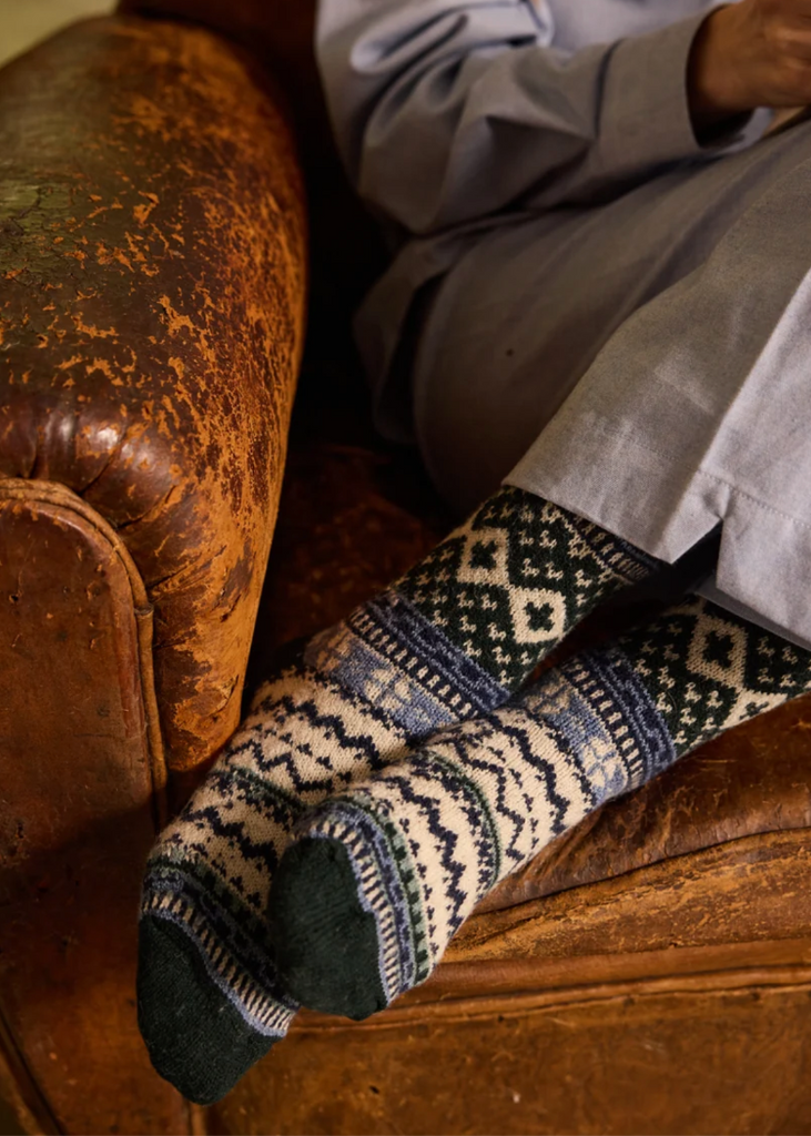 Lisa b. | Fair Isle Wool Cashmere Crew Socks | Ivy