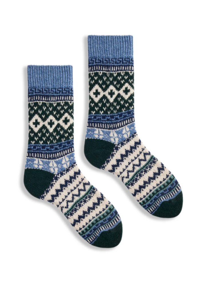Lisa b. | Fair Isle Wool Cashmere Crew Socks | Ivy