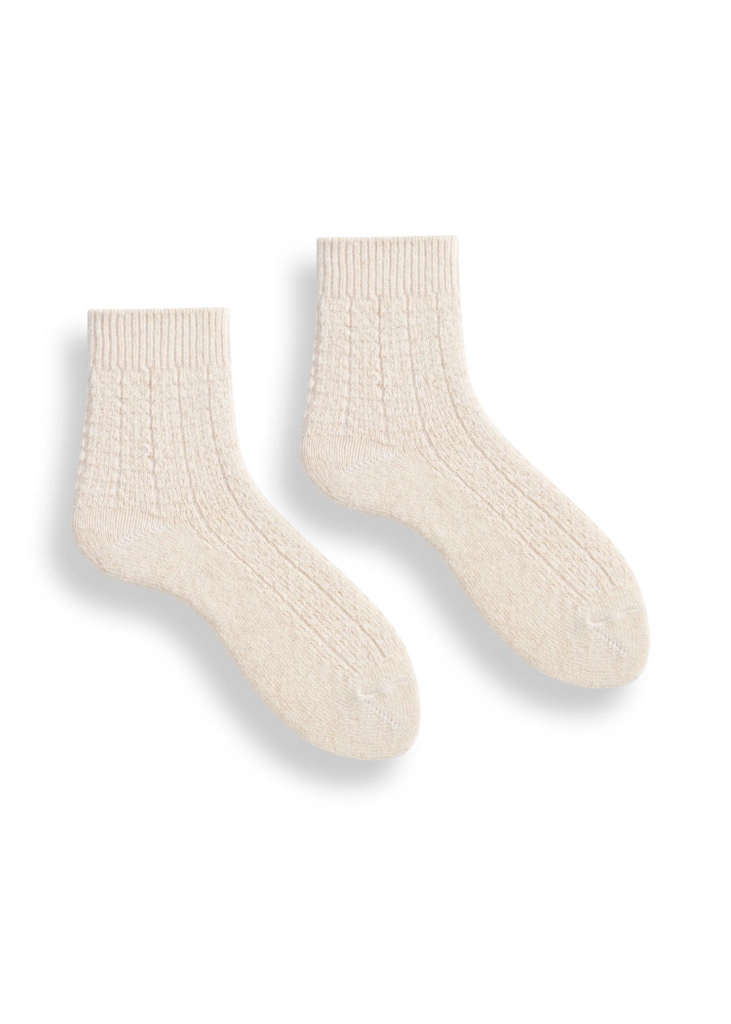 Lisa b. | Rope Stitch Quarter Crew | Creme