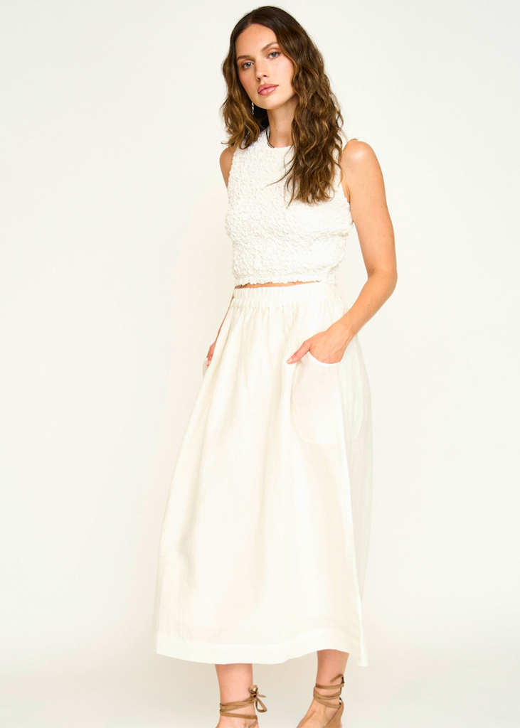 Mirth | Lucia Smocked Top | White