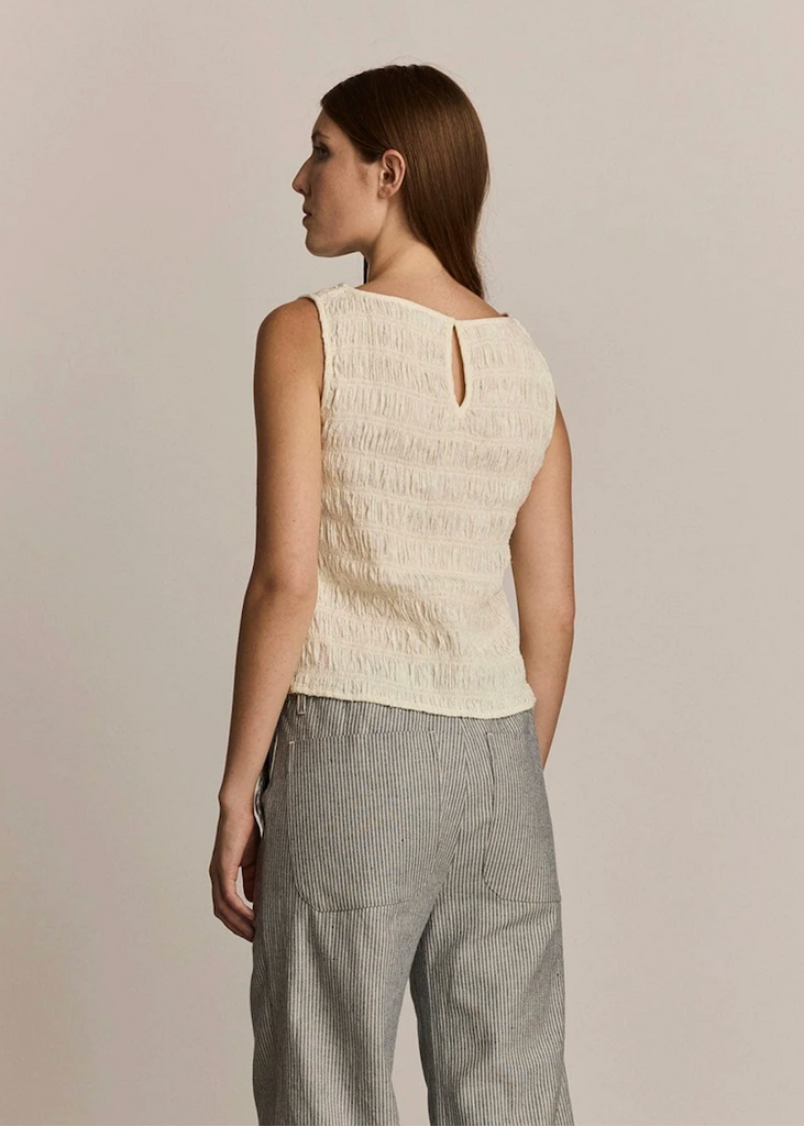 M. Patmos | Moore Smocked Top | Ivory Jacquard