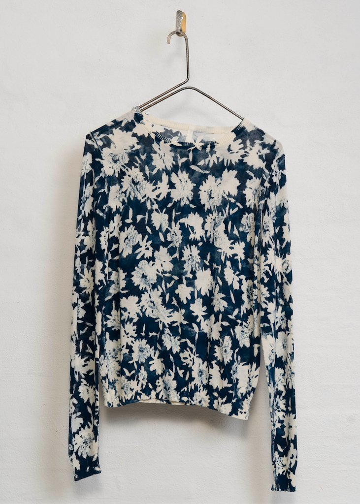 MJ Watson | Round Neck Pullover | Navy Flowers