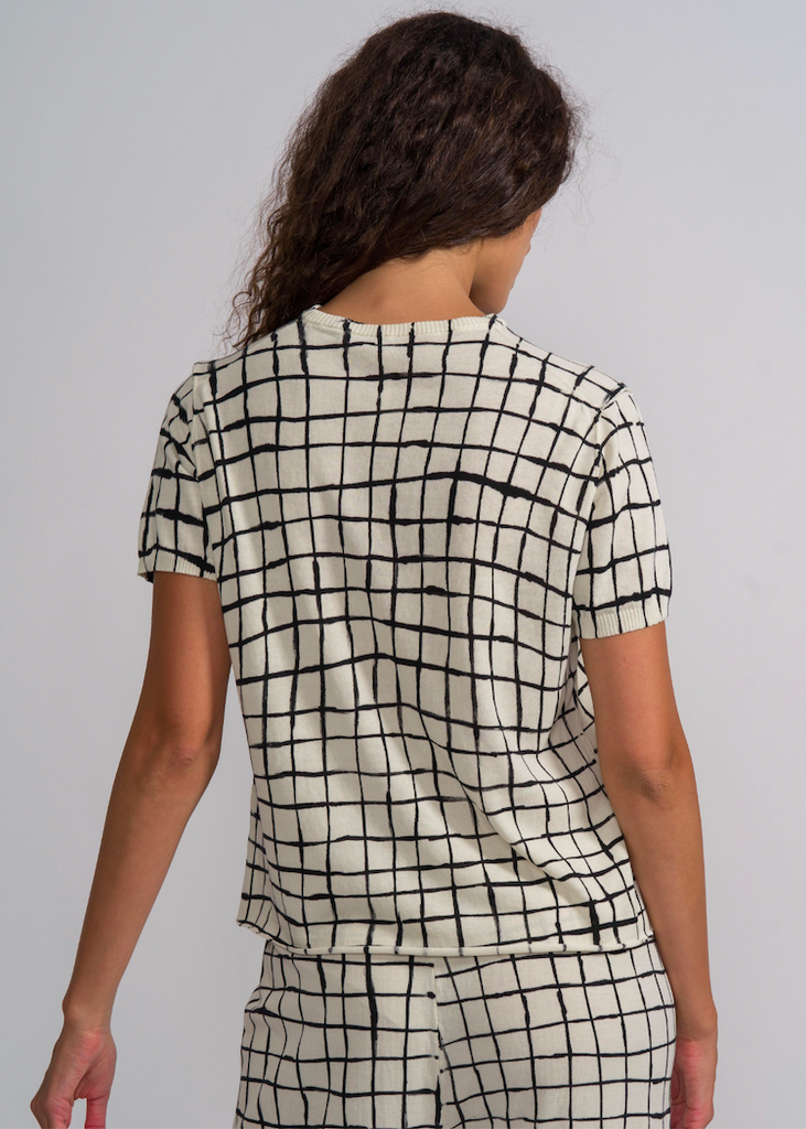 MJ Watson | Short Sleeved Sweater | Navy Check