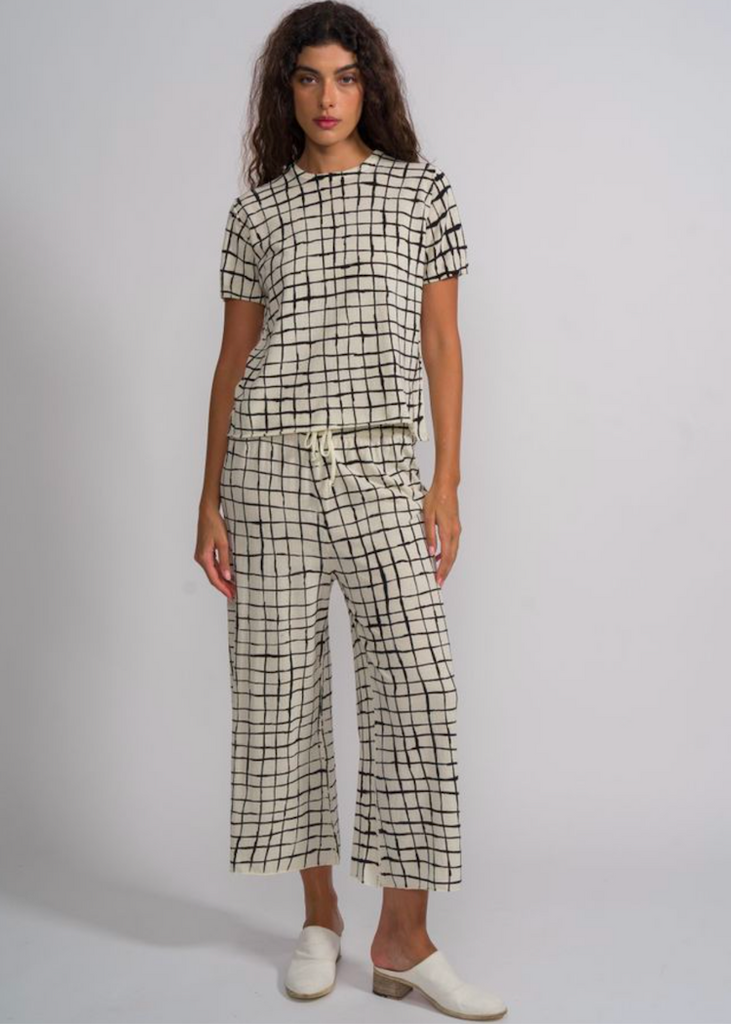 MJ Watson | Short Sleeved Sweater | Navy Check