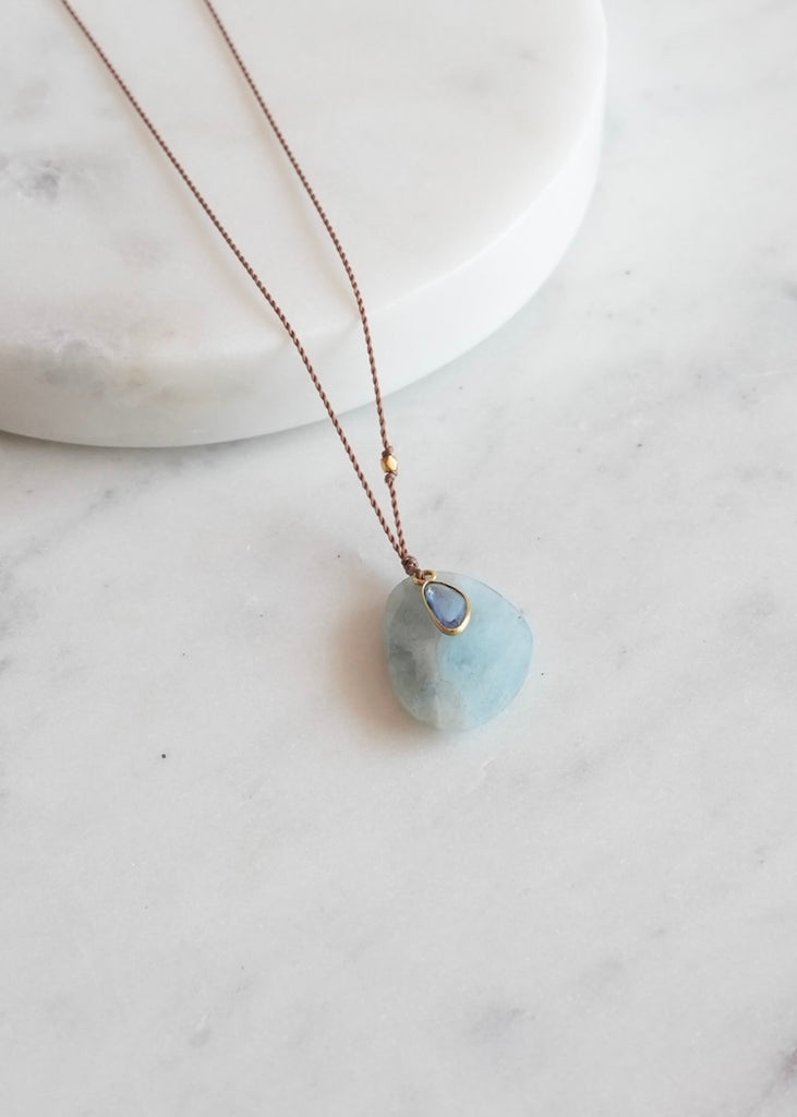 Margaret Solow | Aquamarine + Sapphire Necklace