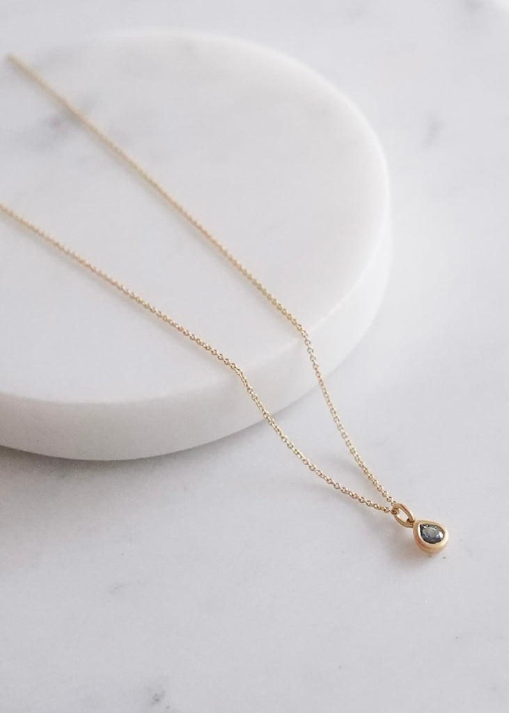Marian Maurer | City Pendant | Pear Blue Sapphire | 16"