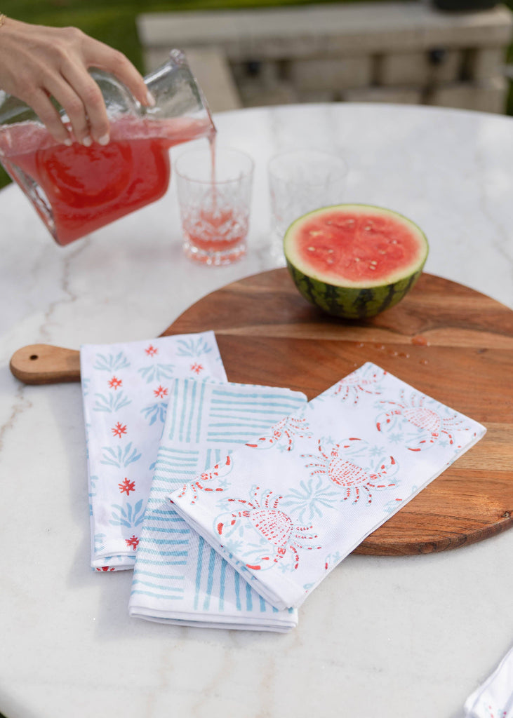 Mended | Dinner Napkins S/4 | King Crab, Saltwater & Poppy