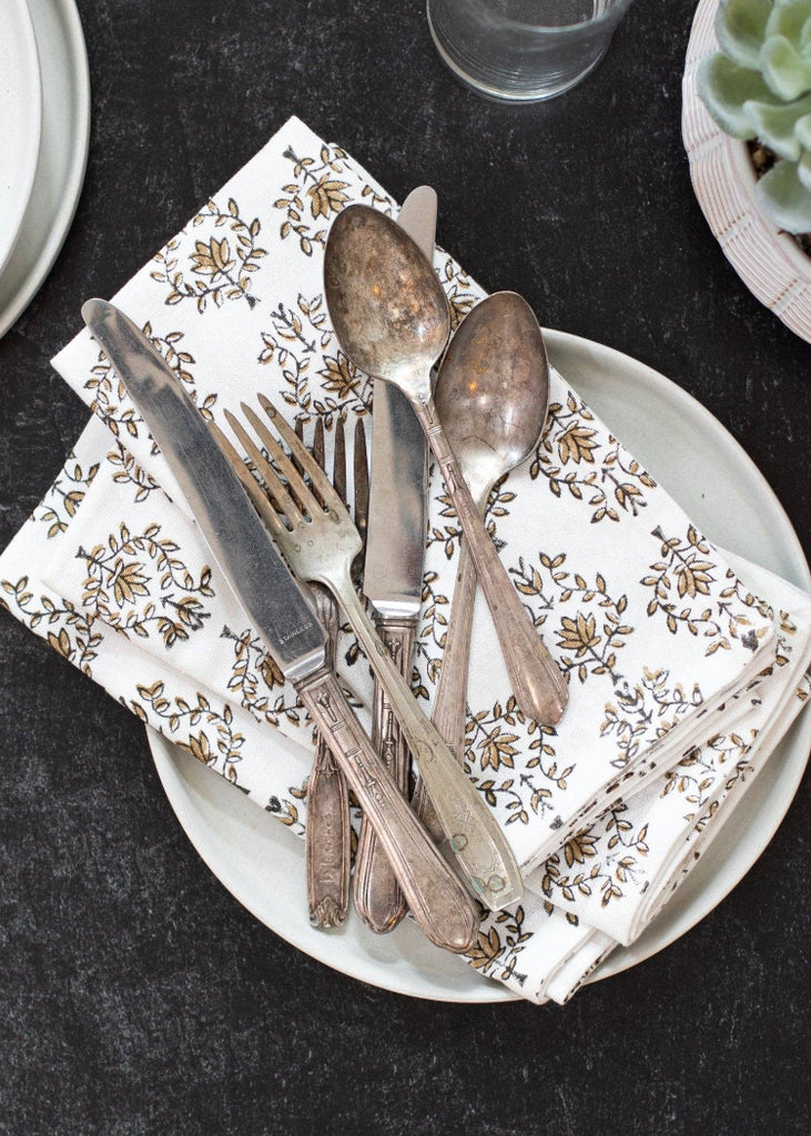 Mended | Dinner Napkins S/4 | Lotus, Black & Chai
