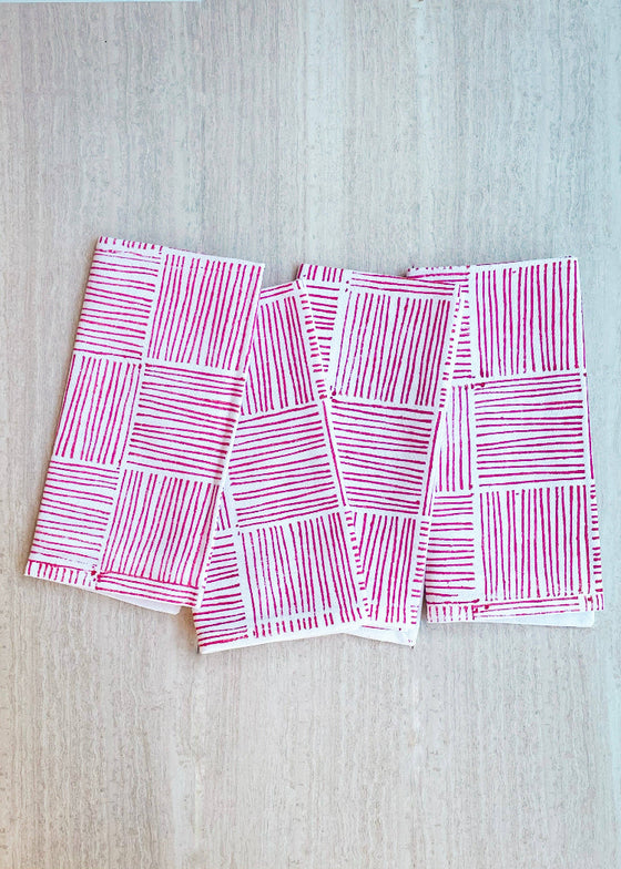 Mended | Dinner Napkins S/4 | Striped Berry
