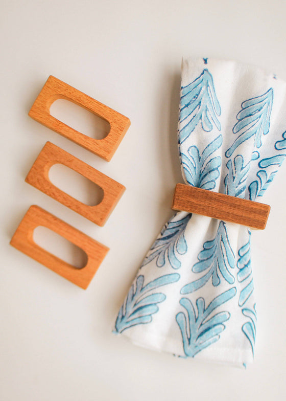 Mended | Hand-Carved Wooden Napkin Holders S/4 | Rectangle
