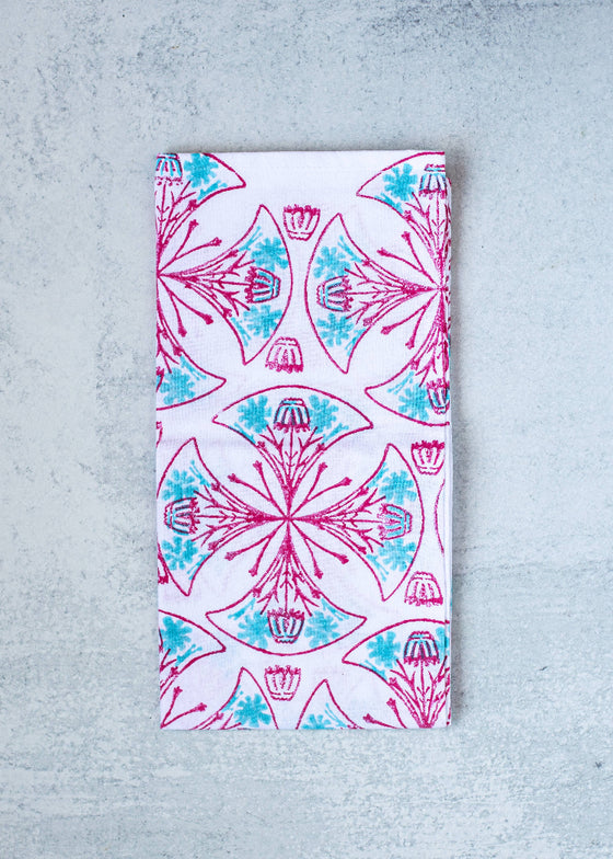 Mended | Tea Towel | Mosaic, Pink & Saltwater