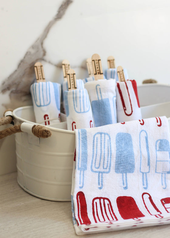 Mended | Tea Towel | Popsicles, Uniform Blue & Red