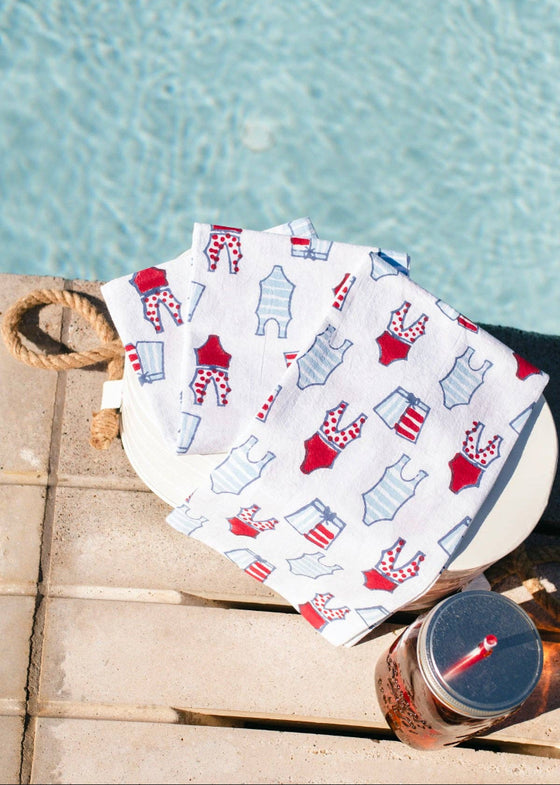 Mended | Tea Towel | Swimsuits, Uniform Blue & Red