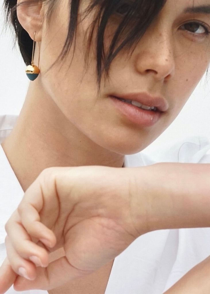 Mier Luo | Gold Dipped Acorns Earrings Teal