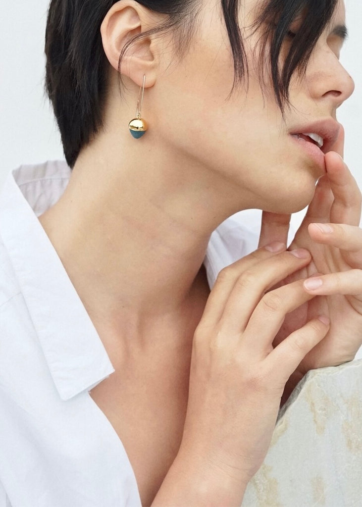 Mier Luo | Gold Dipped Acorns Earrings Teal
