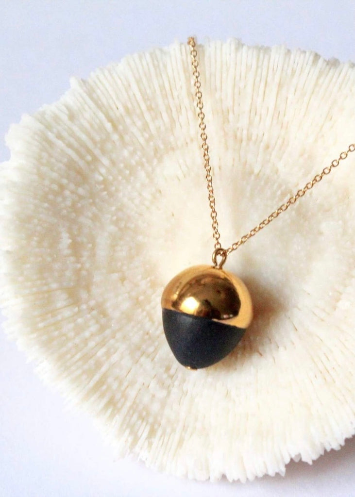 Mier Luo | Gold Dipped Acorns Necklace Black