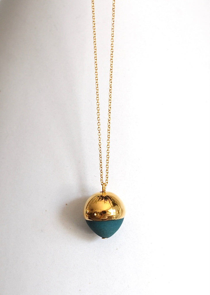 Mier Luo | Gold Dipped Acorns Necklace Teal