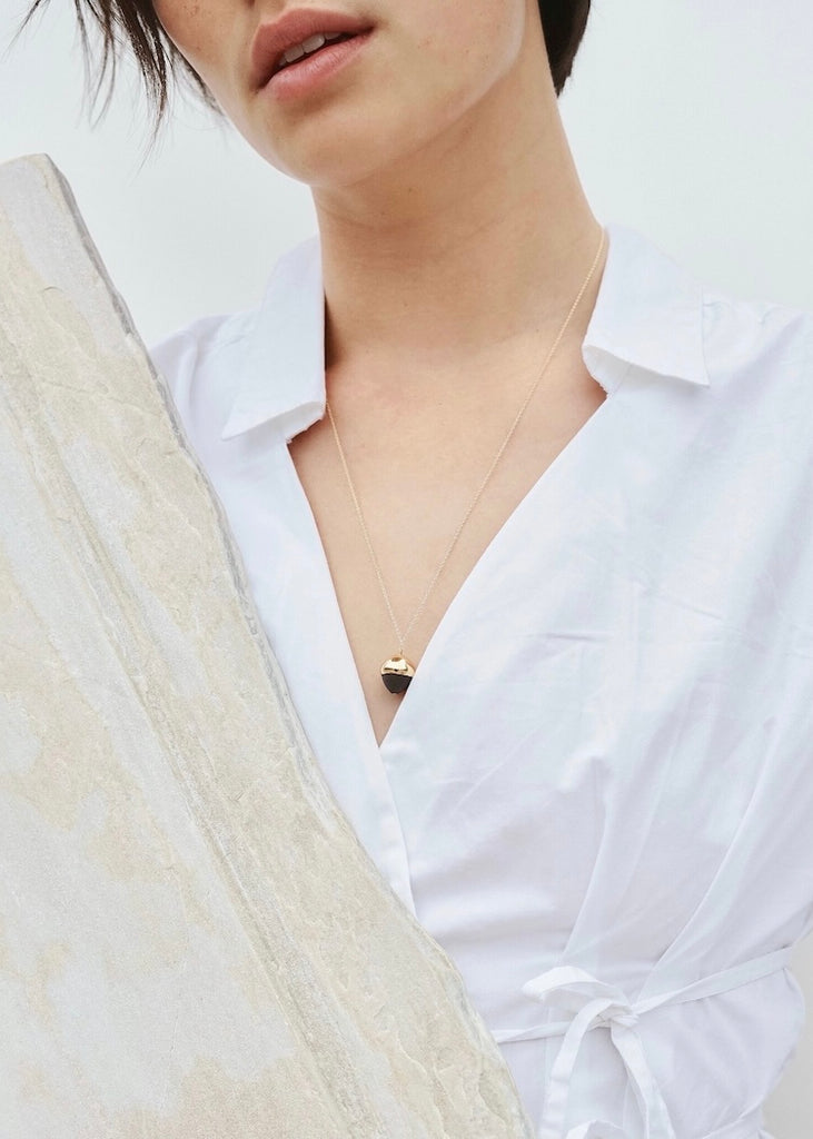 Mier Luo | Gold Dipped Acorns Necklace Black