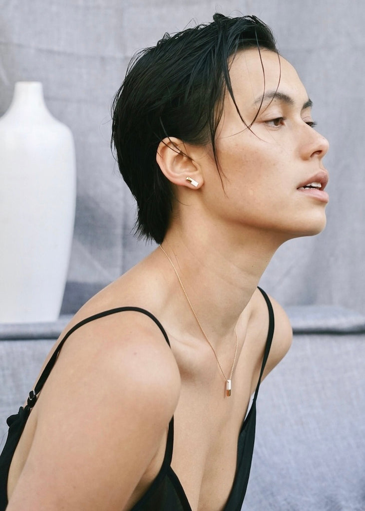 Mier Luo | Gold Dipped Bar Necklace White