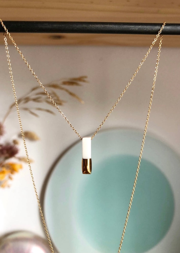 Mier Luo | Gold Dipped Bar Necklace White