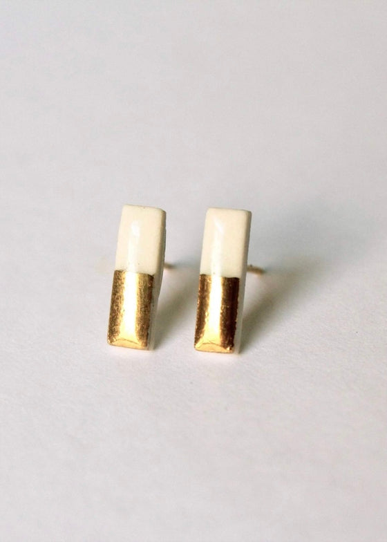 Mier Luo | Gold Dipped Bar Studs White