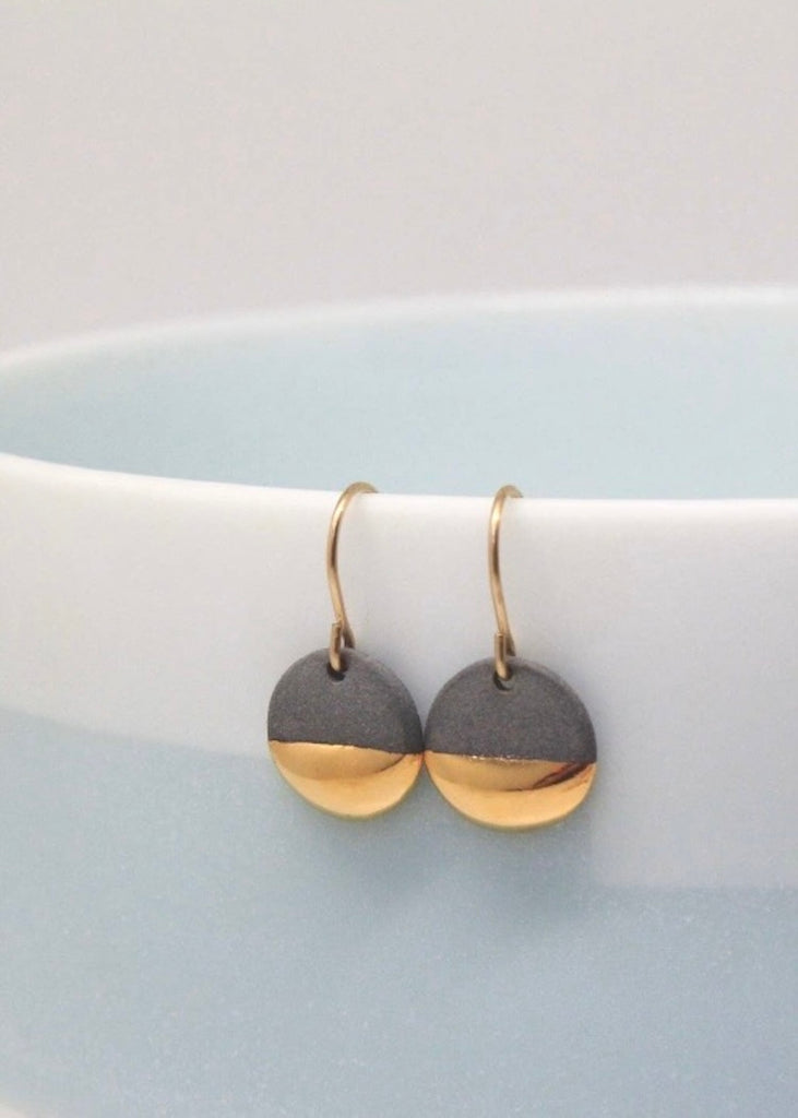 Mier Luo | Gold Dipped Flat Circle Earrings Grey