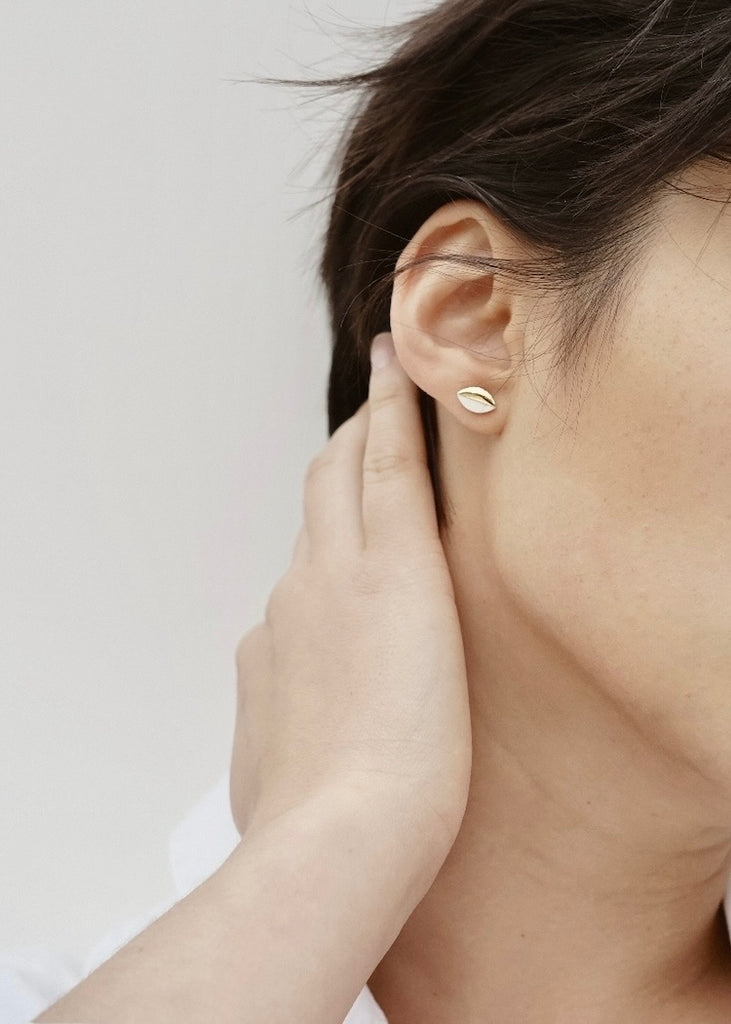 Mier Luo | Gold Dipped Marquise Studs White