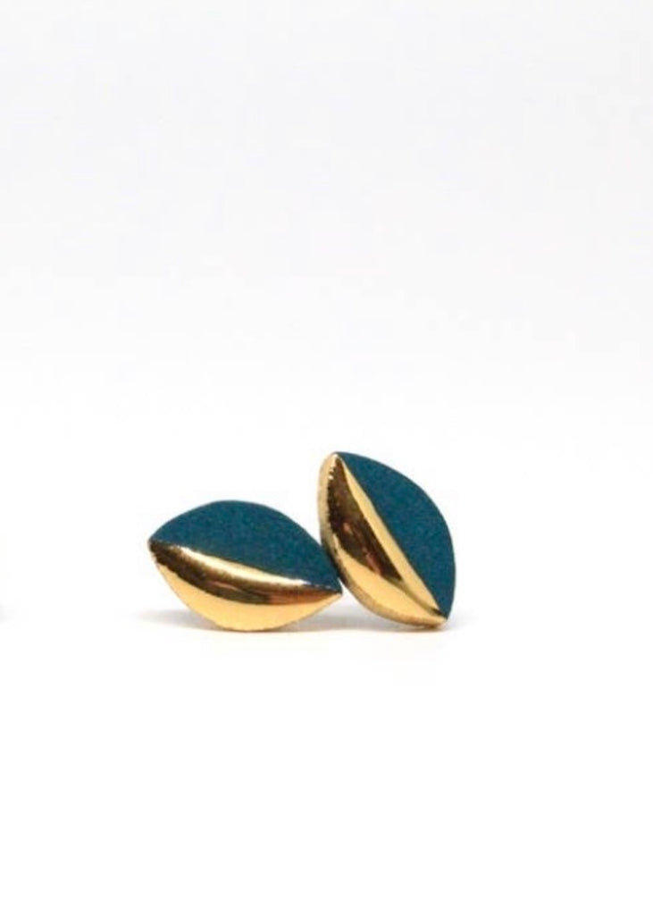 Mier Luo | Gold Dipped Marquise Studs Teal