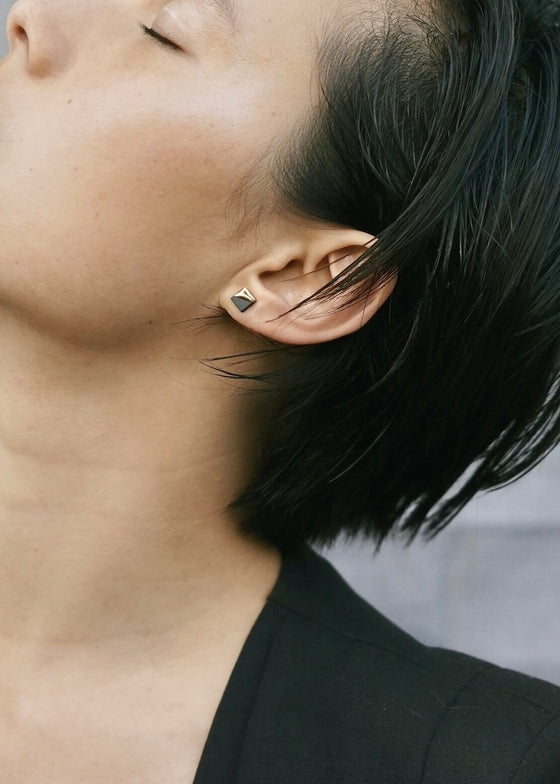 Mier Luo | Gold Dipped Square Studs Black