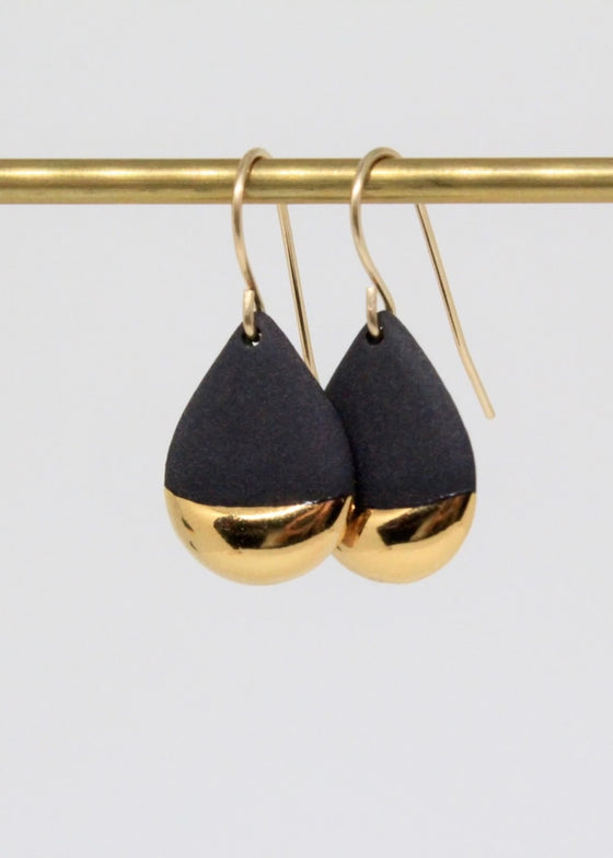 Mier Luo | Gold Dipped Teardrop Earrings Black