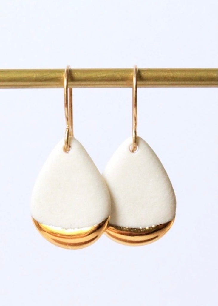 Mier Luo | Gold Dipped Teardrop Earrings White