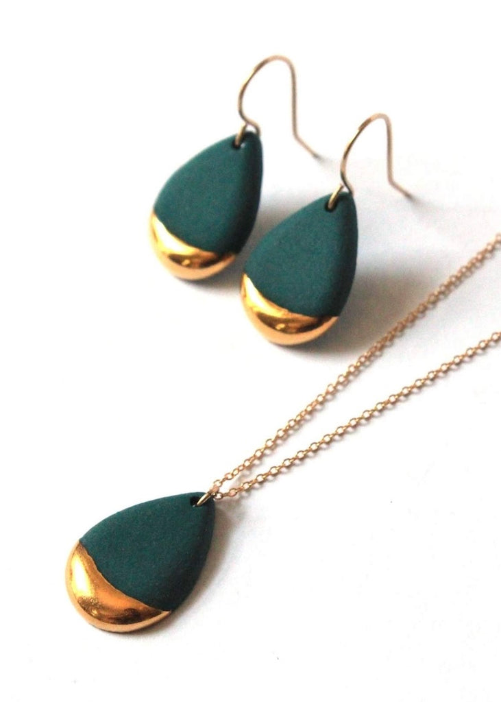Mier Luo | Gold Dipped Teardrop Earrings Teal