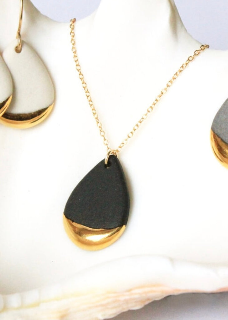 Mier Luo | Gold Dipped Teardrop Necklace Black